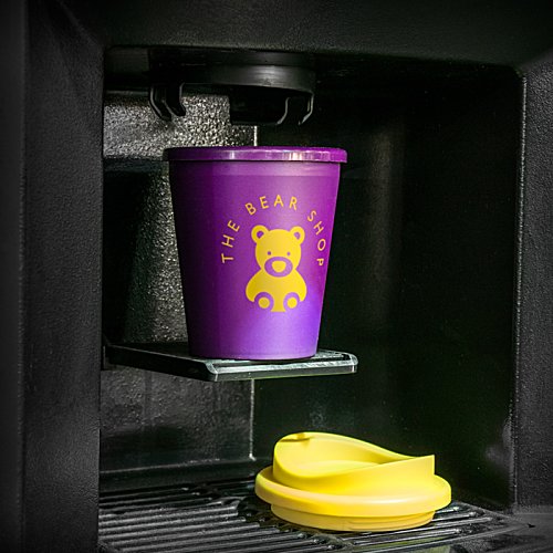Additional Image 1 - a purple cup with yellow logo on it