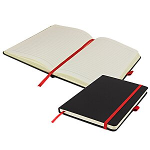 Additional Image 4 - a black and white notebooks with red elastic bands