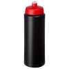 a black bottle with a red lid