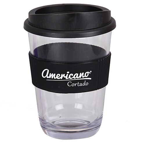 Additional Image 2 - a clear plastic cup with a black lid