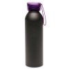 a black bottle with purple lid