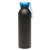 a black bottle with a blue cap