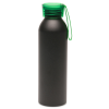 a black bottle with a green lid