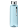a blue water bottle with a silver lid