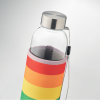 View Image 3 of 3 of Utah Glass Water Bottle with Neoprene Pouch - Rainbow