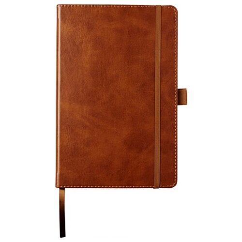 Additional Image 1 - a brown leather notebook with a bookmark