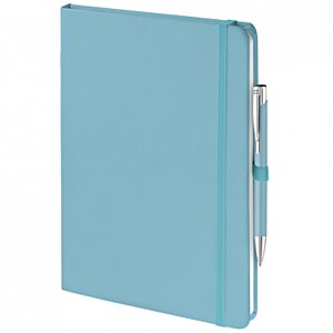 Additional Image 7 - a blue notebook with a silver pen