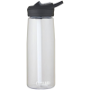 a white water bottle with a black lid