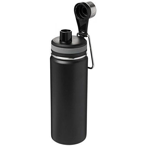 Additional Image 2 - a black water bottle with a black cap