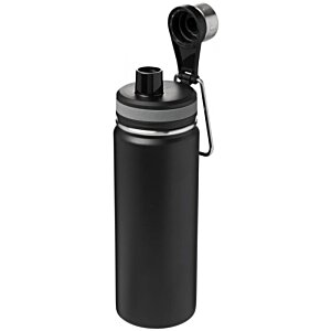 Additional Image 2 - a black water bottle with a black cap