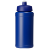 a blue plastic water bottle