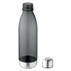 a black plastic bottle with a silver cap