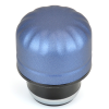 a blue round object with a black base