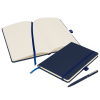 a notebook and pen on a white background