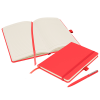 a red notebook and pen