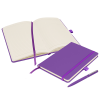 a purple notebook and pen