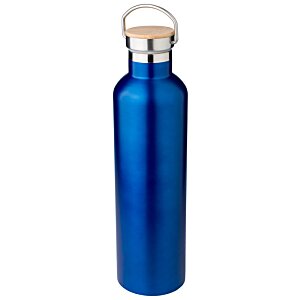 Additional Image 1 - a blue water bottle with a wooden lid