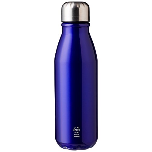 Additional Image 1 - a blue water bottle with silver top