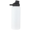 a white water bottle with a black lid