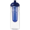 a water bottle with a blue lid