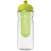 a water bottle with a green lid