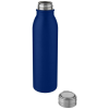 a blue bottle with a silver cap