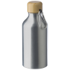 a silver metal bottle with a brown cap