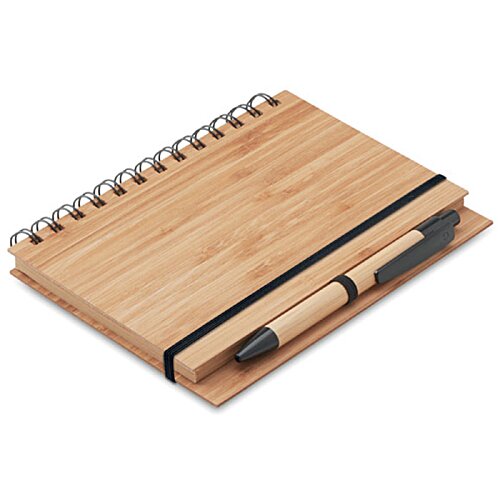 Additional Image 1 - a wooden notebook with a pen