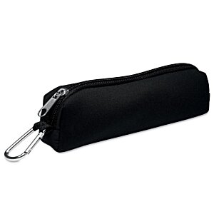 Additional Image 3 - a black zipper pouch with a silver ring