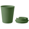 a green cup with a lid