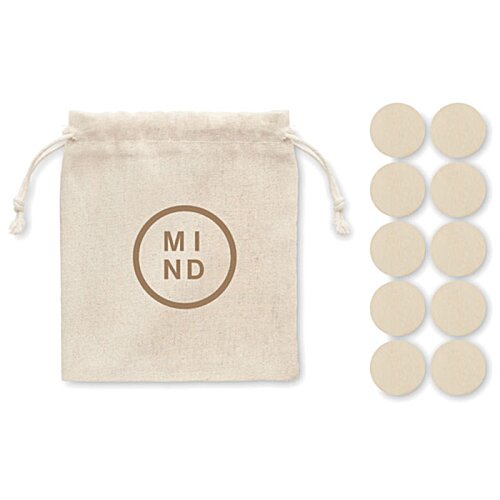 Additional Image 1 - a small white pouch with string and a few small white circles