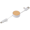 a white and brown cable with a round object