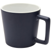 a black mug with a handle