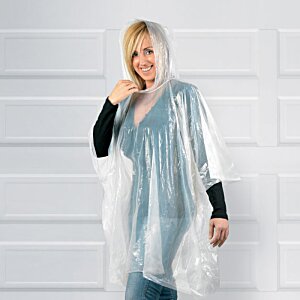 Additional Image 1 - a woman in a blue and white poncho