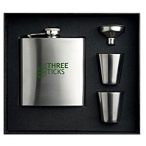 Additional Image 4 - a silver flask and shot glasses