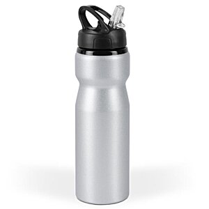 Additional Image 3 - a silver water bottle with black lid