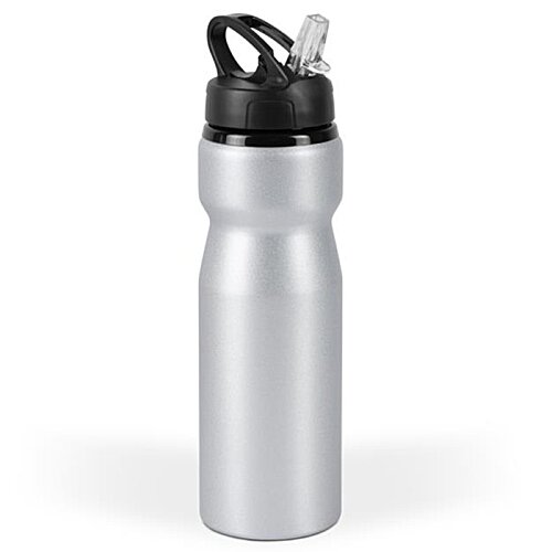 Additional Image 3 - a silver water bottle with black lid