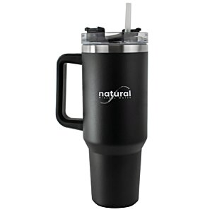 Additional Image 4 - a black coffee mug with a straw
