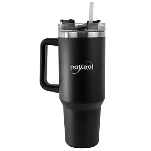 Additional Image 4 - a black coffee mug with a straw
