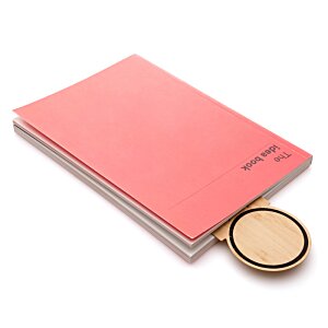 Additional Image 2 - a red book with a wooden disc