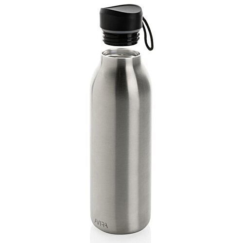 Additional Image 1 - a silver water bottle with a black cap