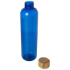 a blue bottle with a gold cap