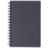 a black notebook with a spiral bound