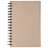 a brown spiral notebook with black spirals