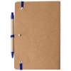 a brown folder with blue pens