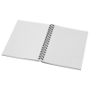 a white notebook with a metal band