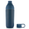 a blue water bottle with a cap