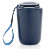 a blue plastic container with a blue strap