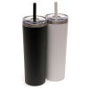 a black and white drink containers