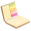 a yellow and pink notepad with many colored notes